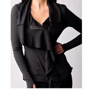 ⭐️ We the Free People Ebb & Flow Asymmetrical Ruffled Sweatshirt Jacket SMALL